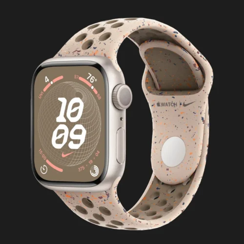 Apple Watch Series 9 45mm Starlight Aluminum Case with Desert Stone Nike Sport Band (2023)