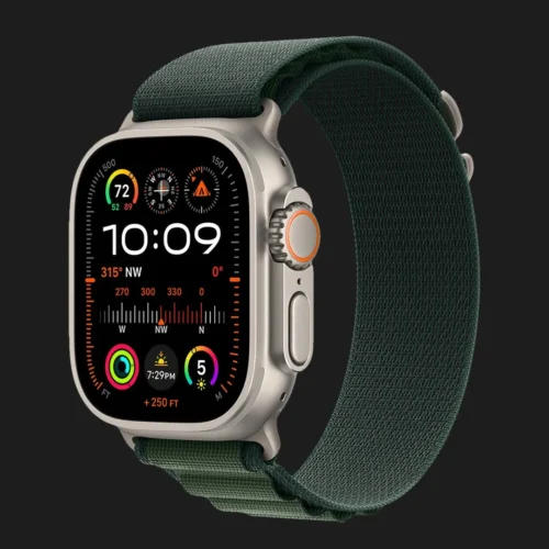 Apple Watch Ultra 2 49mm GPS + LTE Titanium Case with Dark Green Alpine Loop Small (MYD03)
