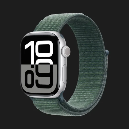 Apple Watch Series 10 GPS 46mm Silver Aluminum Case with Lake Green Sport Loop