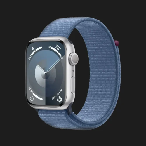 Apple Watch Series 9 GPS 45mm Silver Aluminum Case with Winter Blue Sport Loop (MR9F3)