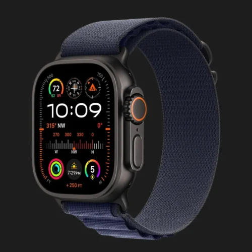 Apple Watch Ultra 2 49mm GPS + LTE Black Titanium Case with Navy Alpine Loop Large (MYTF3, MYPY3)