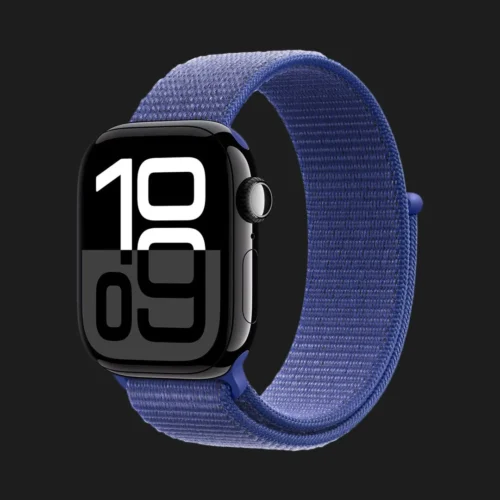 Apple Watch Series 10 GPS 46mm Jet Black Aluminum Case with Ultramarine Sport Loop