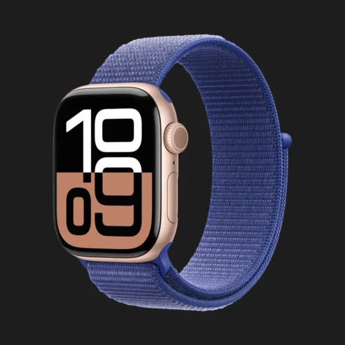 Apple Watch Series 10 GPS 46mm Rose Gold Aluminum Case with Ultramarine Sport Loop
