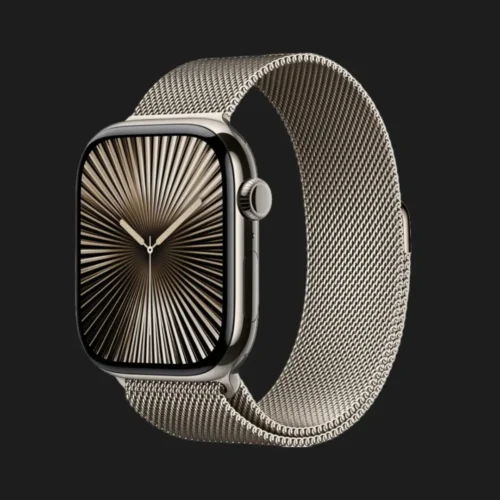 Apple Watch Series 10 GPS + LTE, 42mm Natural Titanium Case with Natural Milanese Loop (MWXF3)