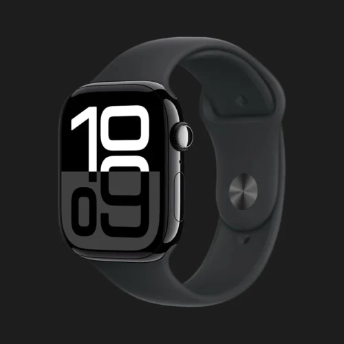 Apple Watch Series 10 GPS, 42mm Jet Black Aluminum Case with Black Sport Band (M/L) (MWWF3)