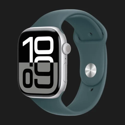 Apple Watch Series 10 GPS, 42mm Silver Aluminum Case with Lake Green Sport Band (S/M)