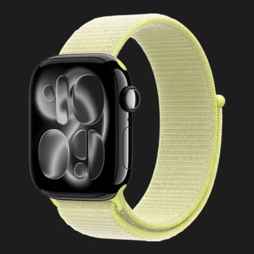 Apple Watch Series 11 GPS, 46mm Jet Black Aluminum Case with Neon Yellow Sport Loop