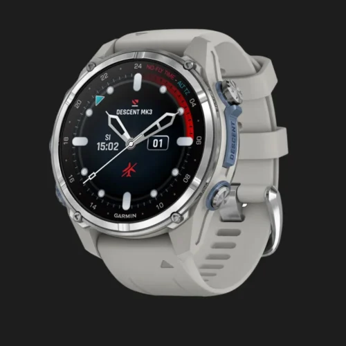 Garmin Descent Mk3 43mm Stainless Steel with Fog Gray Silicone Band