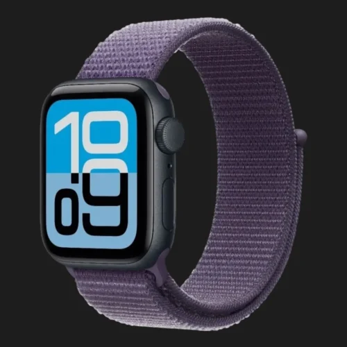 Apple Watch SE 3 GPS, 40mm Midnight Aluminum Case with Purple Fog Sport Loop