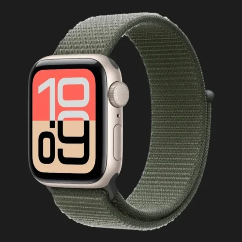 Apple Watch SE 3 GPS, 40mm Starlight Aluminum Case with Forest Sport Loop