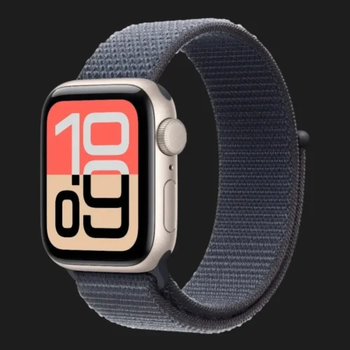 Apple Watch SE 3 GPS, 44mm Starlight Aluminum Case with Anchor Blue Sport Loop