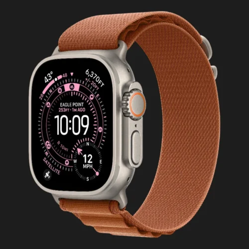 Apple Watch Ultra 3 GPS + LTE, 49mm Natural Titanium Case with Terra Cotta Alpine Loop - Medium