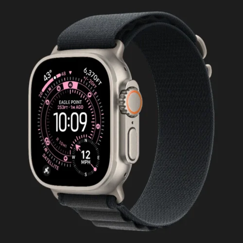 Apple Watch Ultra 3 GPS + LTE, 49mm Natural Titanium Case with Black Alpine Loop - Large