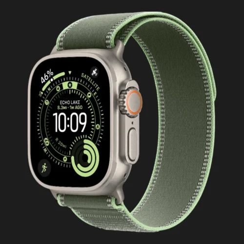 Apple Watch Ultra 3 GPS + LTE, 49mm Natural Titanium Case with Green/Neon Trail Loop - M/L