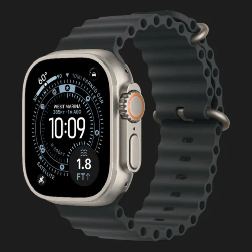 Apple Watch Ultra 3 GPS + LTE, 49mm Natural Titanium Case with Black Ocean Band