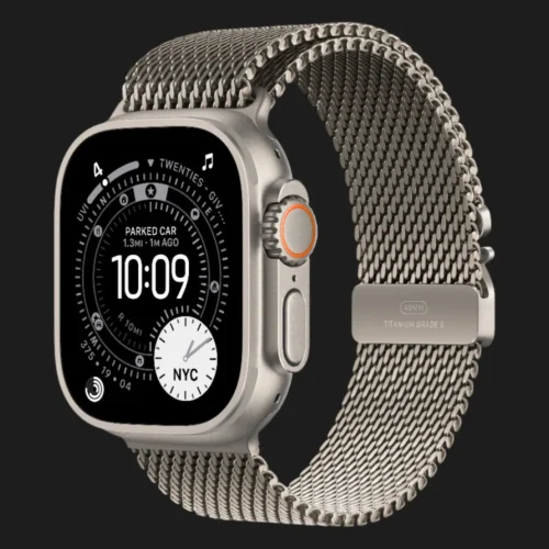 Apple Watch Ultra 3 GPS + LTE, 49mm Natural Titanium Case with Natural Titanium Milanese Loop - Large (MF0E4)