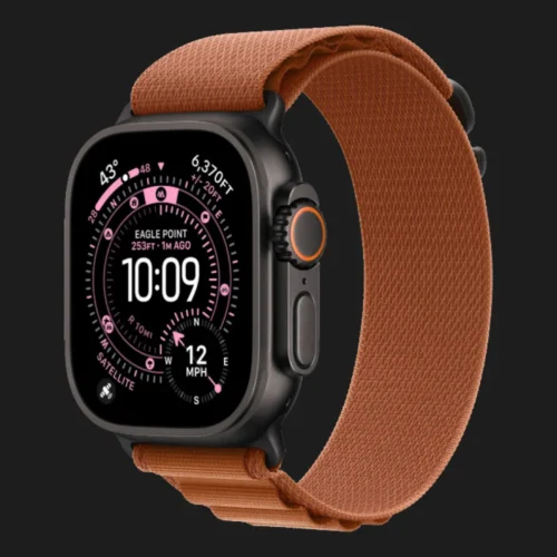 Apple Watch Ultra 3 GPS + LTE, 49mm Black Titanium Case with Terra Cotta Alpine Loop - Medium