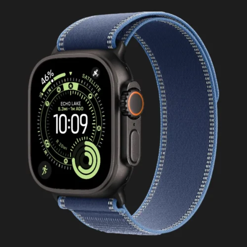 Apple Watch Ultra 3 GPS + LTE, 49mm Black Titanium Case with Blue/Bright Blue Trail Loop - M/L