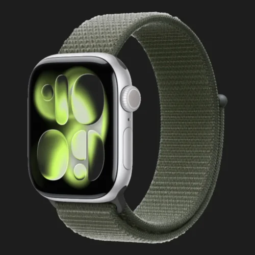 Apple Watch Series 11 GPS, 46mm Silver Aluminum Case with Forest Sport Loop