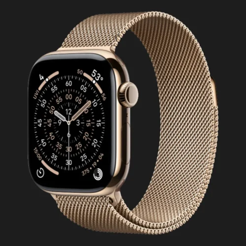 Apple Watch Series 11 GPS, 46mm Gold Titanium Case with Gold Milanese Loop (M/L)
