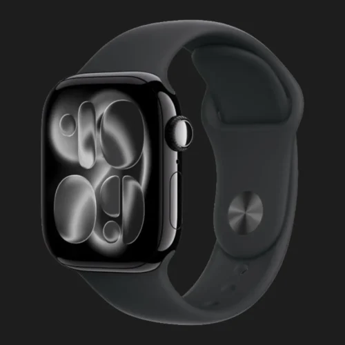 Apple Watch Series 11 GPS, 46mm Jet Black Aluminum Case with Black Sport Band (S/M) (MEUW4)