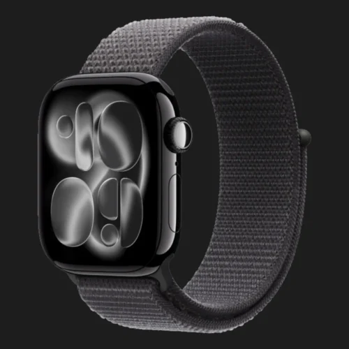 Apple Watch Series 11 GPS, 42mm Jet Black Aluminum Case with Dark Gray Sport Loop