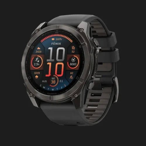 Garmin Fenix 8 51mm AMOLED Sapphire Carbon Gray DLC Titanium with Black/Pebble Gray Silicone Band (010-02905-20/21)