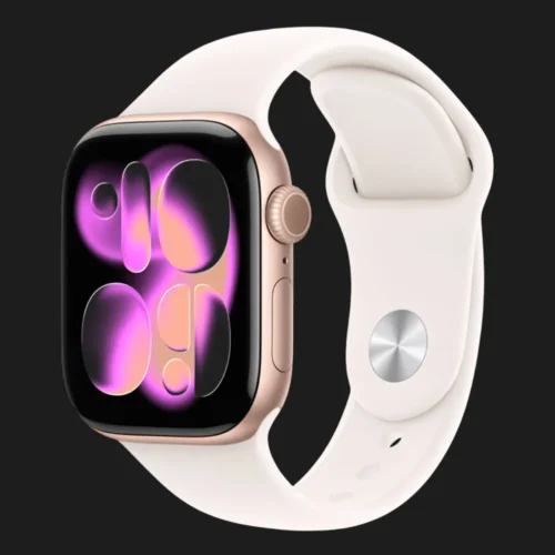 Apple Watch Series 11 GPS + LTE, 46mm Rose Gold Aluminium Case with Light Blush Sport Band (M/L) (MFCJ4)