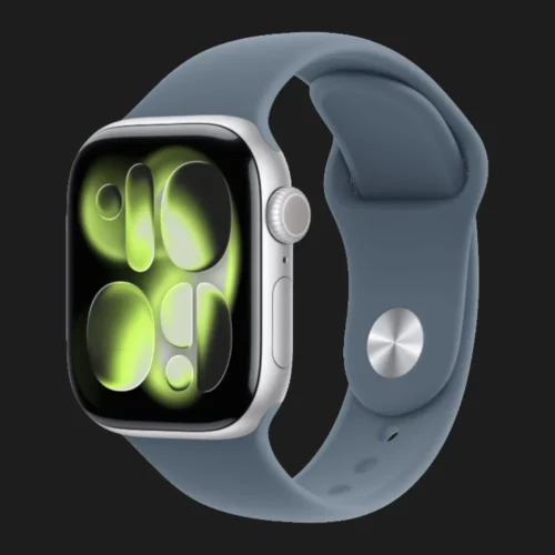 Apple Watch Series 11 GPS, 46mm Silver Aluminum Case with Anchor Blue Sport Band (S/M)