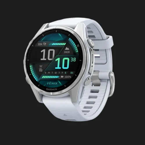 Garmin Fenix 8 43mm AMOLED Silver with Whitestone Silicone Band
