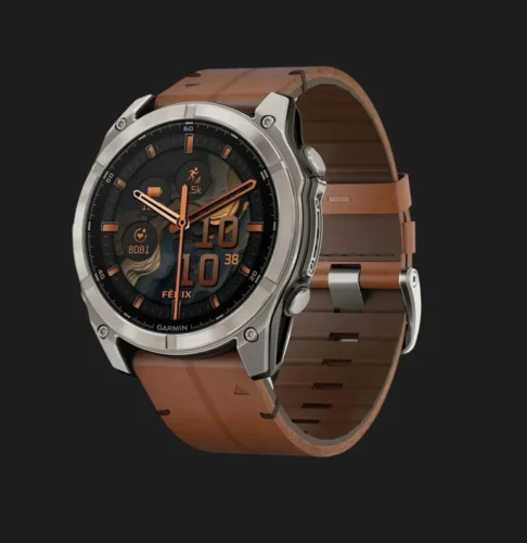 Garmin Fenix 8 51mm AMOLED Sapphire Titanium with Chestnut Leather Band (010-02905-40)