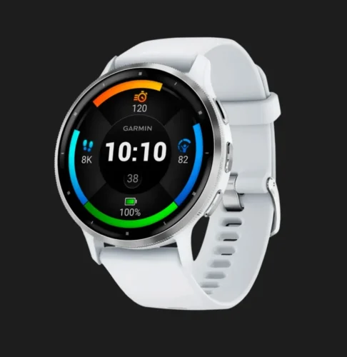 Garmin Venu 3 Silver Stainless Steel Bezel with Whitestone Case and Silicone Band